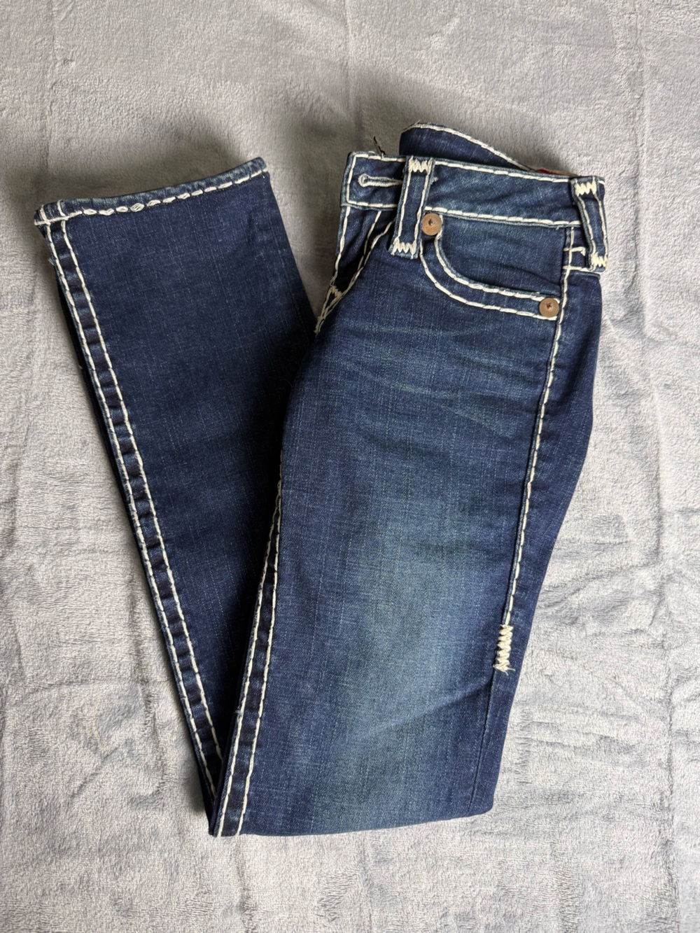 True Religion Billy Super T Women’s Dark Blue Contrast-Stitch Jeans Size 25